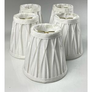Clip On Shades White Satin Pleat 3" Top 5" Bottom 5" Height - Set of 5 AJ1746